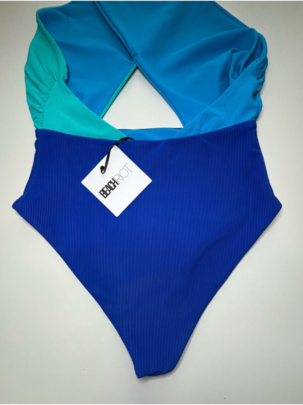 NWT Beach Riot Jessica One Piece Swimsuit Ribbed Cutout Blue Teal Medium - Picture 11 of 11